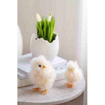 Perleblomst i potte egg med påskekyllinger