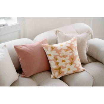 Putetrekk i dus rosa, terrakotta og beige