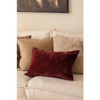 Putetrekk Bianca burgunder satt sammen med pute i brun og beige