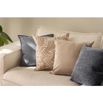 Putekombinasjon i beige og blå i chenille og velur