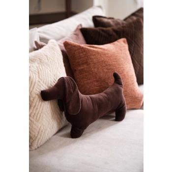 Pute dachshund med putetrekk faux fur og cille i rustbrun