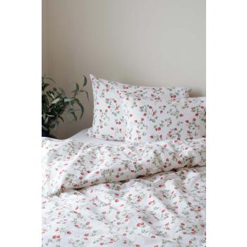 Sengesett med jorbærmønster