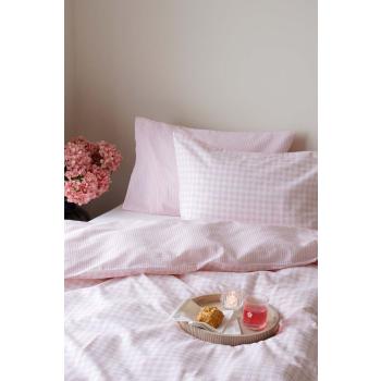 Sengetøy krepp rosa ruter