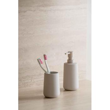 Pure Baderomssett beige på benk med tannbørste