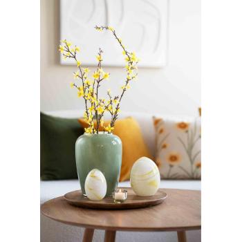 Telysholder egg grønn på mangotre lysfat med glassegg