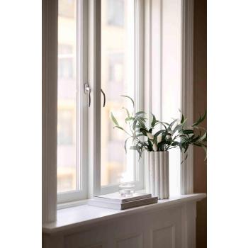 Gren blader i vase i vinduskarmen 