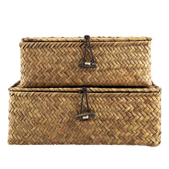 Flettet kurv tage med lokk stor og liten