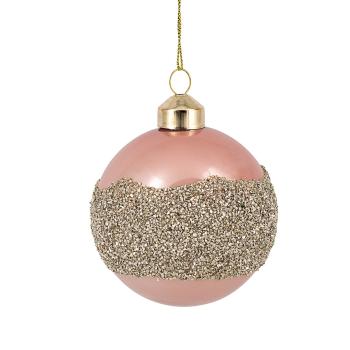 Julekule glitterbelte rosa