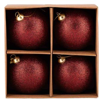 Julekule glitter 4pk rød
