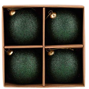 Julekule glitter 4pk grønn
