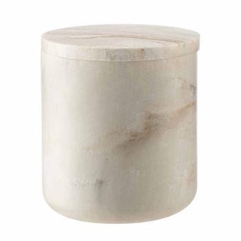 Krukke med lokk marmor beige
