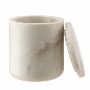 Krukke med lokk marmor beige