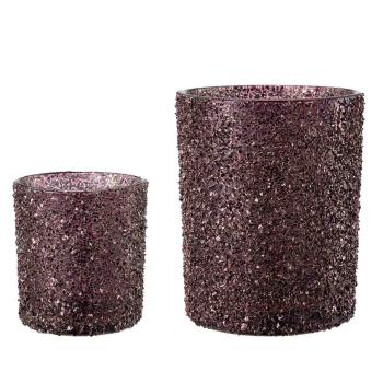 Telysholder Glitter burgunder i to størrelser