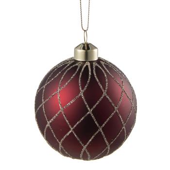 Julekule sparkle burgunder nærbilde