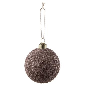 Julekule glitter perle 8cm rosa