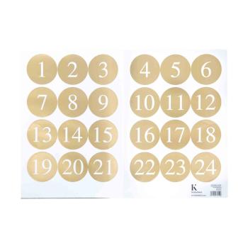 Klistremerker 1-24 Rund gull