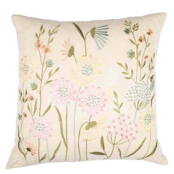 Pute med broderte blomster