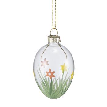 Glassegg dekorert med blomster