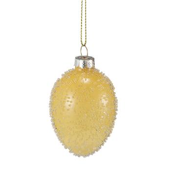 Glassegg med perler gul