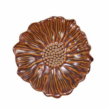 Tallerken Bloom flower 15cm Cognac ovenfra