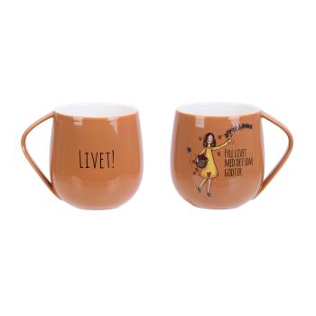 Lykketegning - Livet Krus 40 cl brun