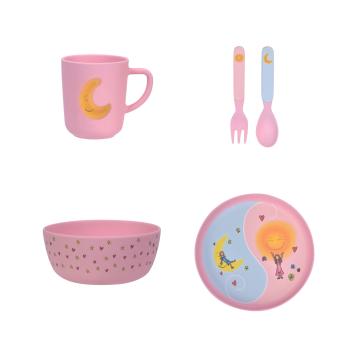 Lykketegning - God morgen/ God natt Barnesett 35 cl rosa