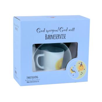 Lykketegning - God morgen/ God natt Barnesett 35 cl blå i eske