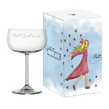 Lykketegning - Pust Livet er nå, Champagneglass 35 cl med gaveeske