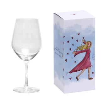 Lykketegning - Pust Livet er nå, Rødvinsglass 62 cl med gaveeske