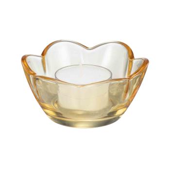 Telysholder blomst gul med telys