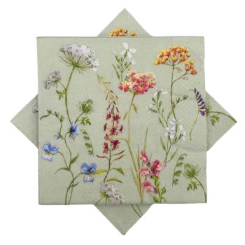 Serviett blomstereng lys grønn