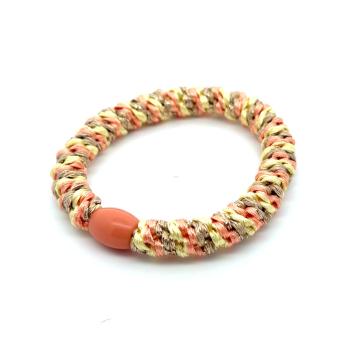 Hårstrikk, tuttifrutti, peach/gull