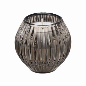 Lysestake Kombi Rille  7 cm grå med telys