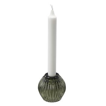 Lysestake Kombi Rille 7 cm grønn med kronelys