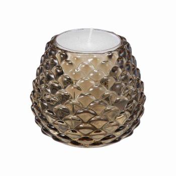 Telysholder Kongle 10cm lys brun med telys