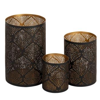 Telysholder Grace svart/gull