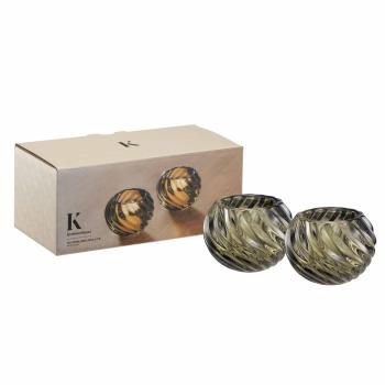 Telysholder Linda 2 pk grønn med gaveeske