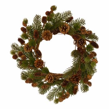 Krans med gran og kongler 48cm