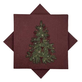 Serviett Juletre sløyfer burgunder