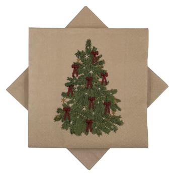 Serviett Juletre sløyfer beige