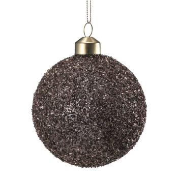 Julekule glitter perle 8cm brun