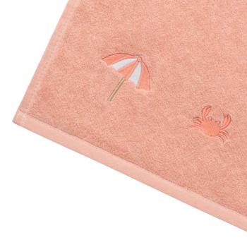 Strandhåndkle Summer brodert parasoll og krabbe